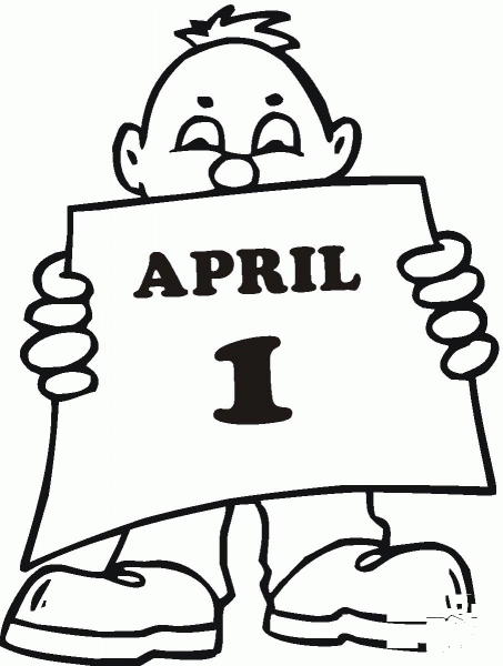 Little boy with April Fool’s Day greetings coloring page image