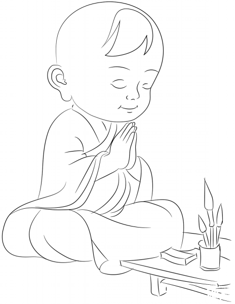 Little Buddhist Monk coloring page image