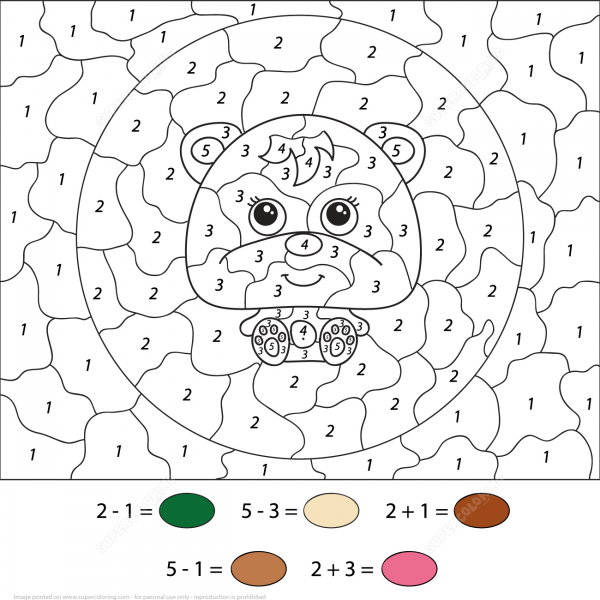 Little Cartoon Bear Color by Number image