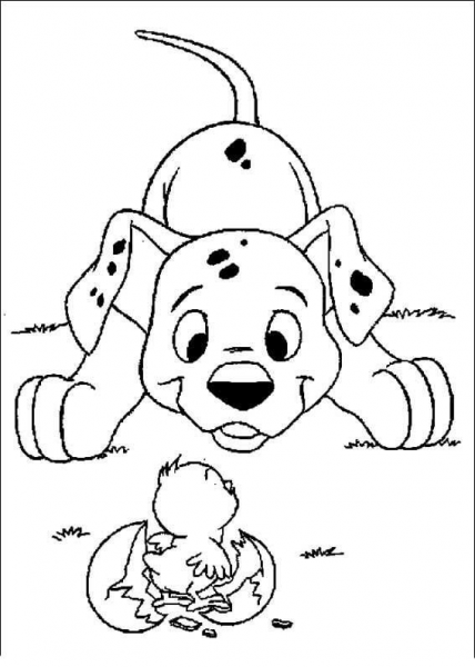 Little Dipper And Chick  coloring page image