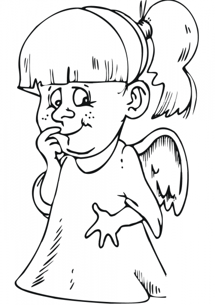 Little Girl Angel coloring page image