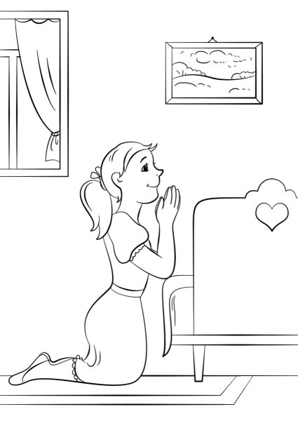 Little Girl Praying coloring page image