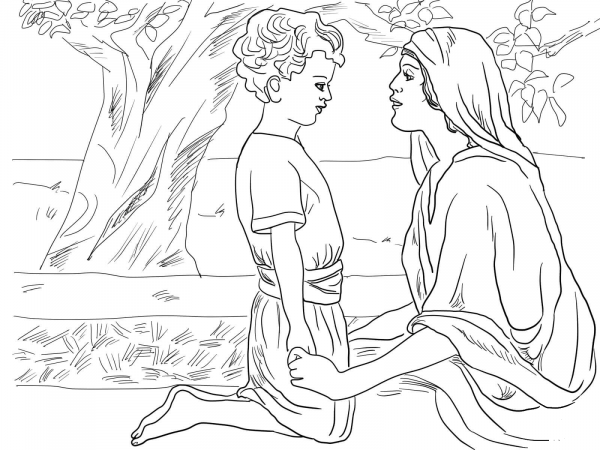 Little Jesus and Mary coloring page image