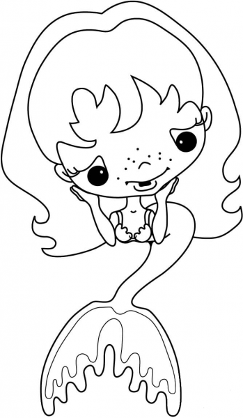 Little Mermaid with Freckles coloring page image