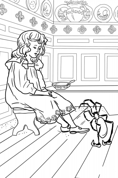Little Miss Muffet coloring page image