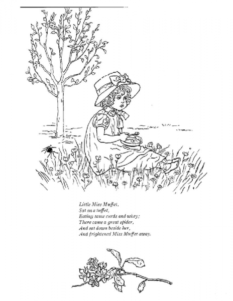 Little Miss Muffet coloring page image
