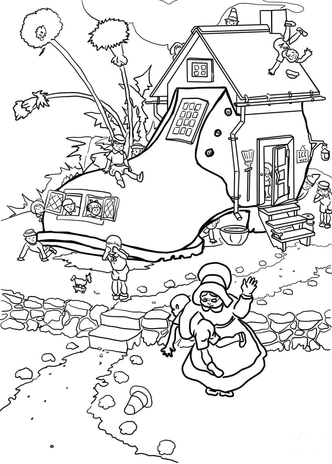 printable the old lady who lived in a shoe coloring pages wonder pets