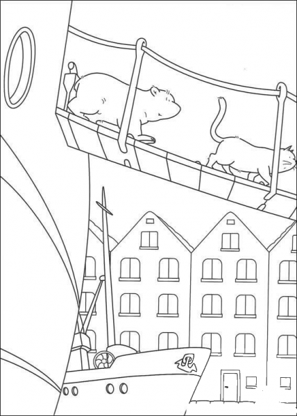 Little Polar Bear Is Walking Out From The Boat  coloring page image