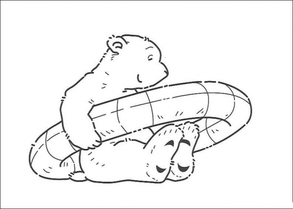 Little Polar Bear Lars Holds Its Float  coloring page image