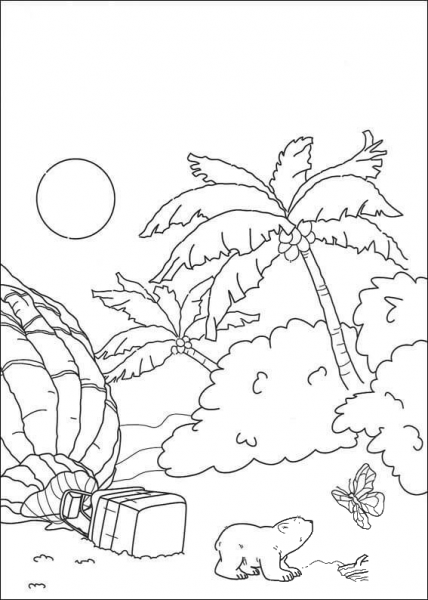 Little Polar Bear Meets a Butterfly  coloring page image