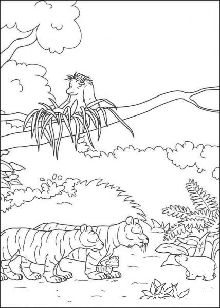 Little Polar Bear Meets Tigers  coloring page image