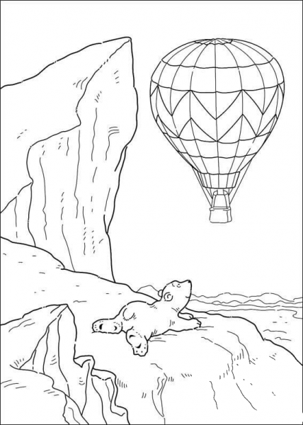 Little Polar Bear Wants To Ride The Balloon  coloring page image