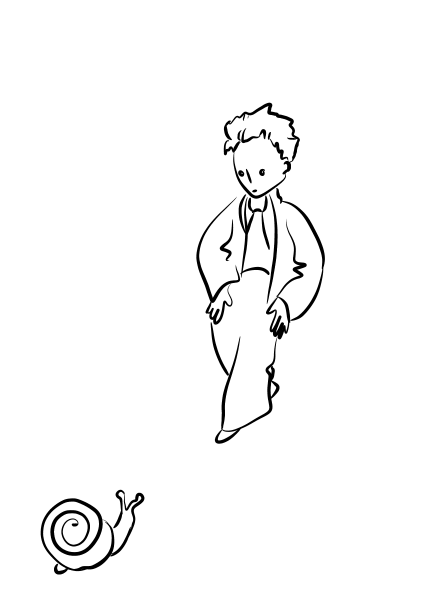Little Prince and Snail coloring page image