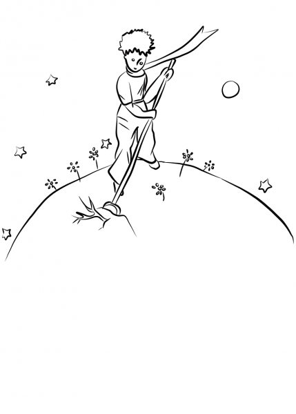Little Prince Pull up Baobab Bush coloring page image