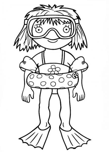 Little Princess Goes Snorkeling coloring page image
