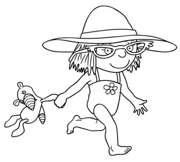 Little Princess Goes Swimming coloring page image