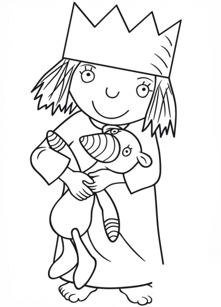 Little Princess with Gilbert Teddy Bear coloring page image