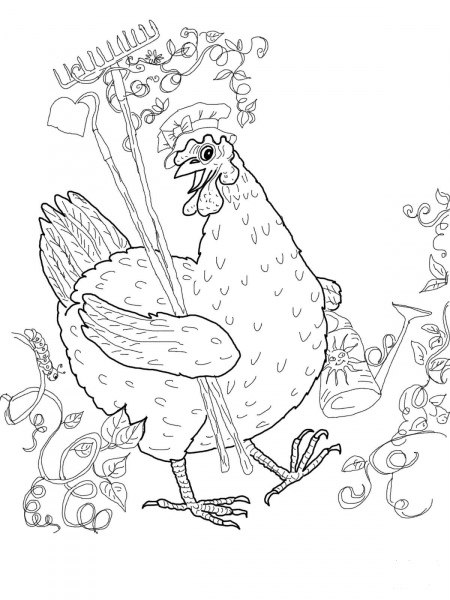 Little Red Hen coloring page image
