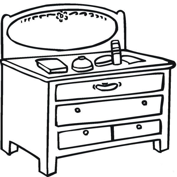 Little Table With Mirror  coloring page image