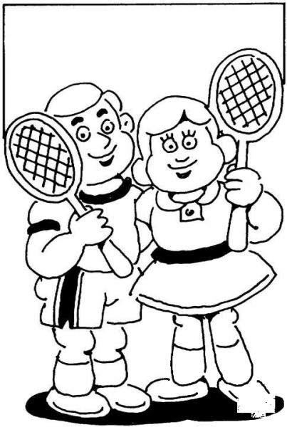 Little Tennis Players  coloring page image