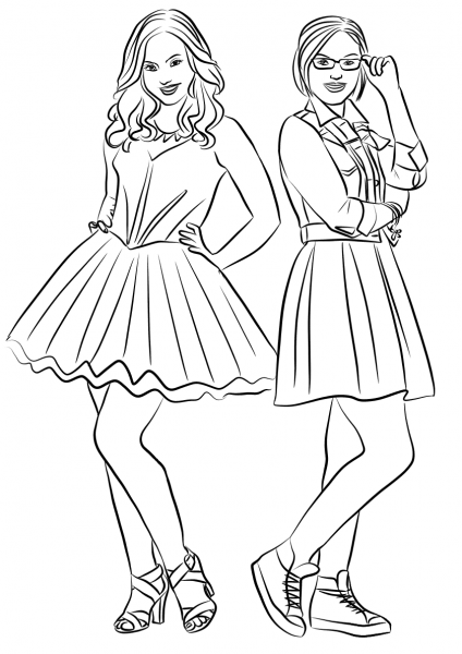 Liv and Maddie coloring page image