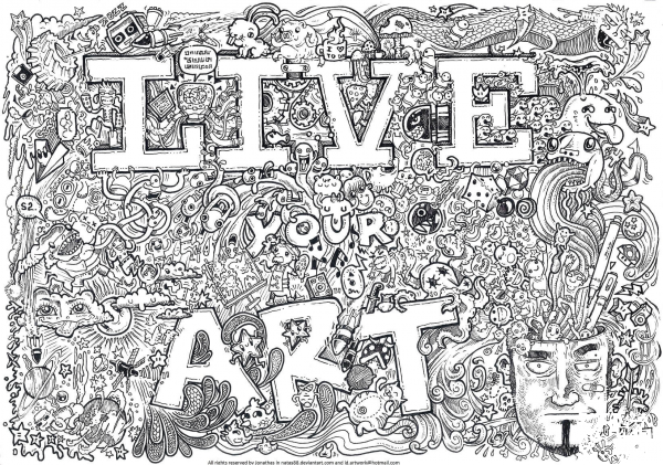 Live Your Art Doodle coloring page image