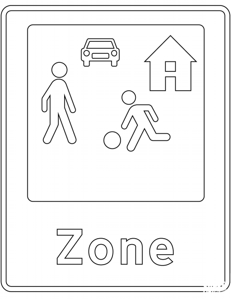 “Living Street” Sign in Denmark coloring page image