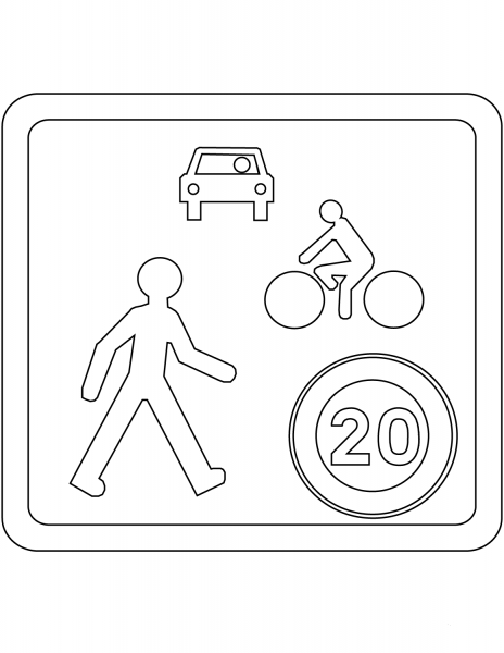 “Living Street” Sign in France coloring page image