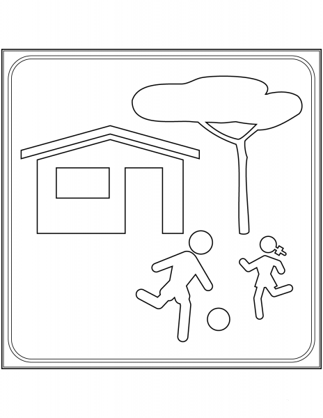 “Living Street” Sign in Italy coloring page image