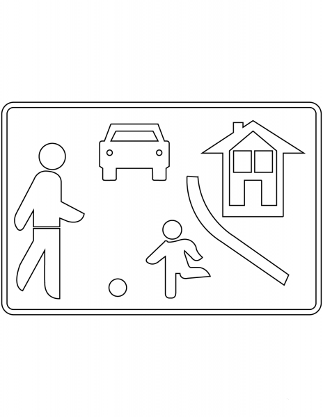“Living Street” Sign in Spain coloring page image