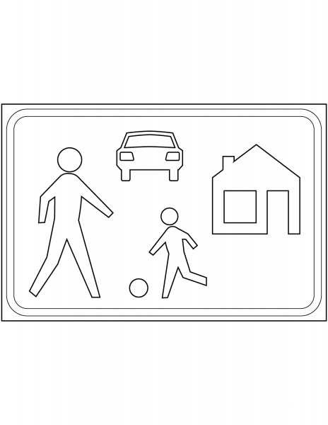 “Living Street” Sign in the Netherlands coloring page image