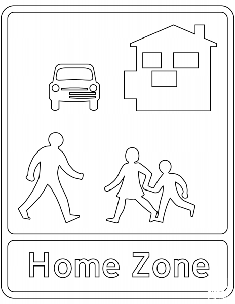 “Living Street” Sign in the United Kingdom coloring page image
