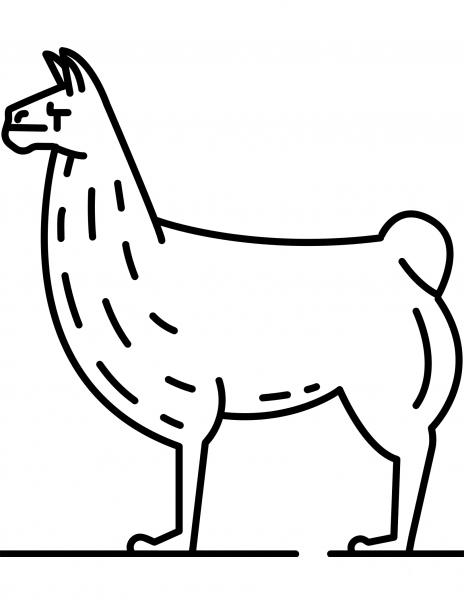 Llama coloring page image