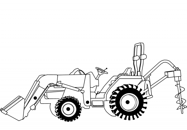 Loading Tractor Excavator coloring page image