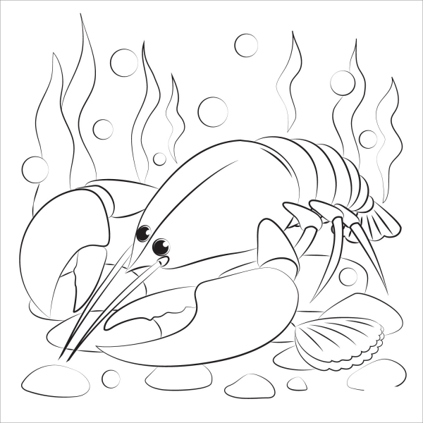 Lobster coloring page image