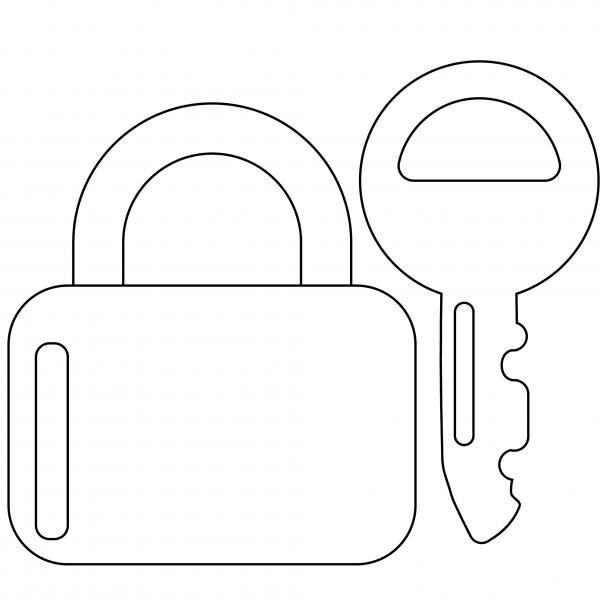 Lock and Key Emoji coloring page image