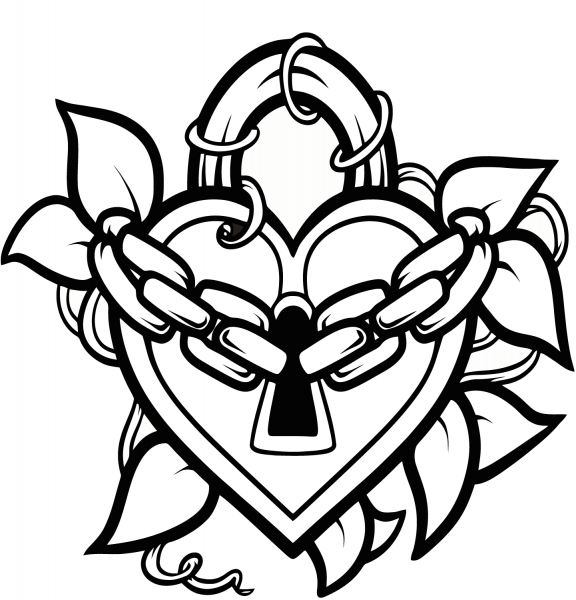 Locked Heart coloring page image
