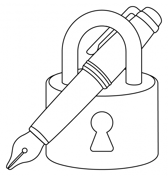 Locked with Pen Emoji coloring page image
