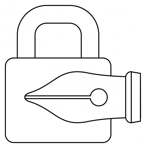 Locked with Pen Emoji coloring page image