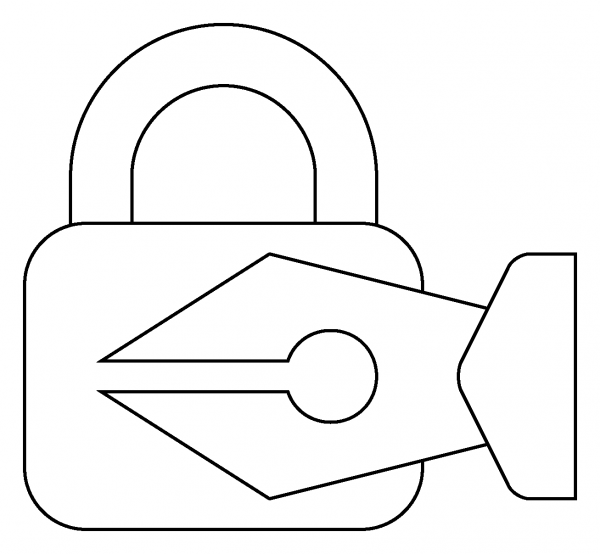 Locked with Pen Emoji coloring page image