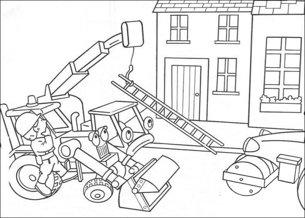 Lofty And Scoop Help Bob To Move The Ladder  coloring page image