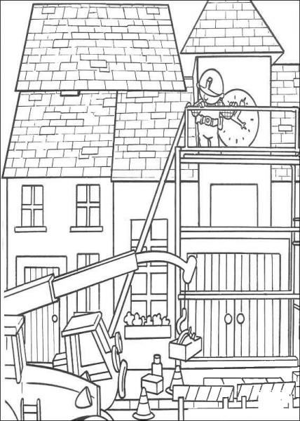 Lofty Helps Bob To Bring Some Items  coloring page image