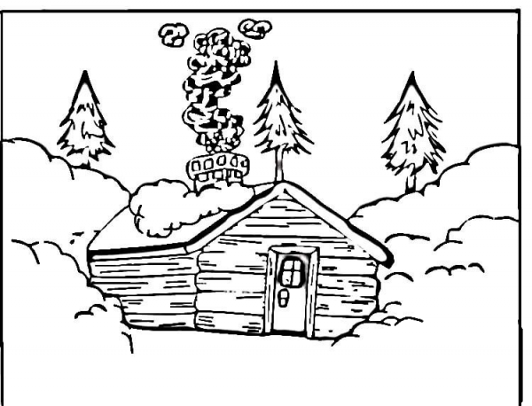 Log Cabin  coloring page image