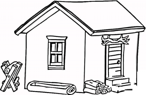 Log Cabin in Wood  coloring page image