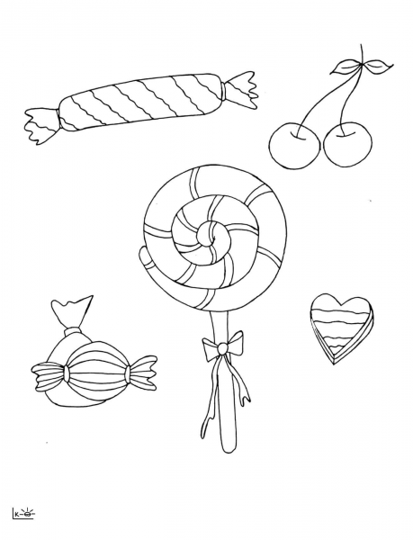 Lollipops Cherry coloring page image