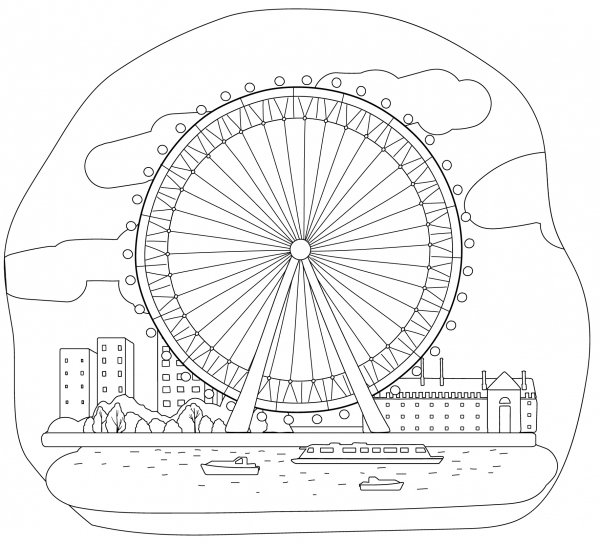 London Eye coloring page image