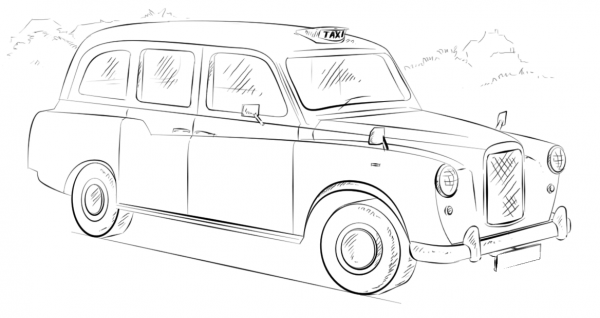London Taxi Cab coloring page image