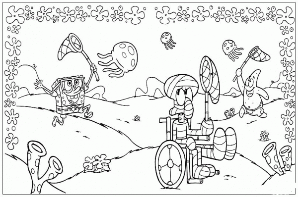 Lonely Squidward  coloring page image