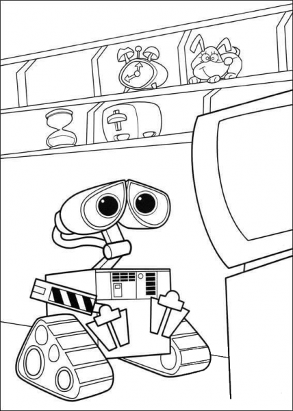 Lonely Wall-E In His House  coloring page image