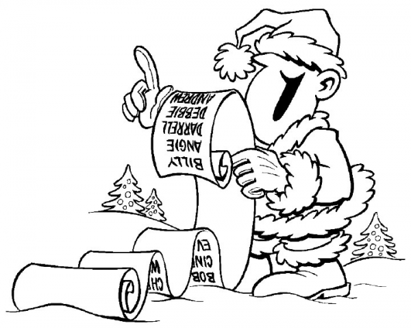 Long Long Christmas List  coloring page image
